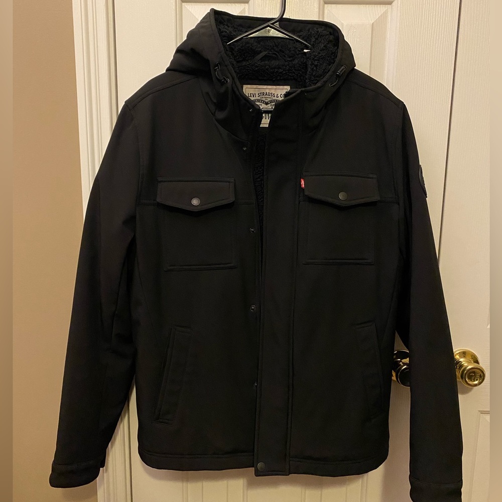 Men’s Levi’s Black Fleece Lined Winter Parka, Size M
